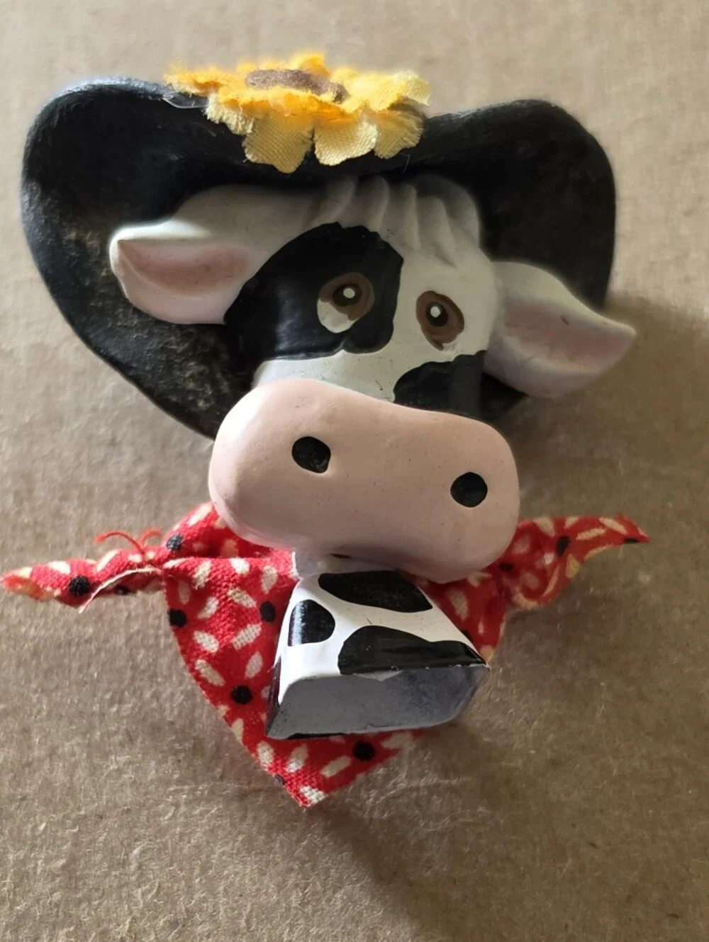 Holstein Cow Pin/Brooch with Yellow Sunflower Accent NEW